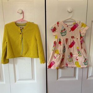 Miniboden Yellow cardigan and pink dress bundle